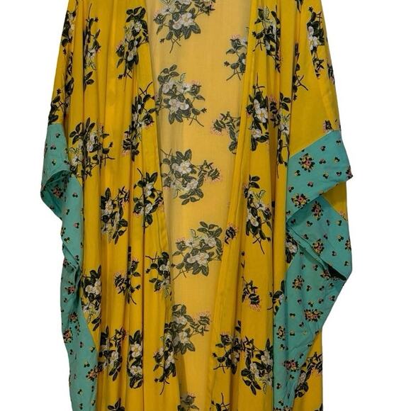 Matilda Jane What A Catch Kimono Womens M/L Floral Yellow Aqua Swim Cover - Picture 4 of 6